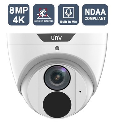 UNIVIEW 8MP PoE IP Turret Network Security Camera with Mic ONVIF NDAA Compliant