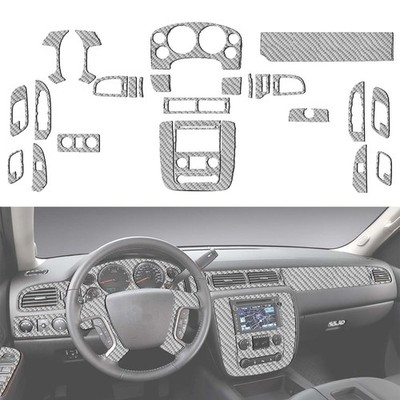 Silver Carbon Fiber Interior Dash Kit Sticker for Silverado/Tahoe/Sierra 07-13