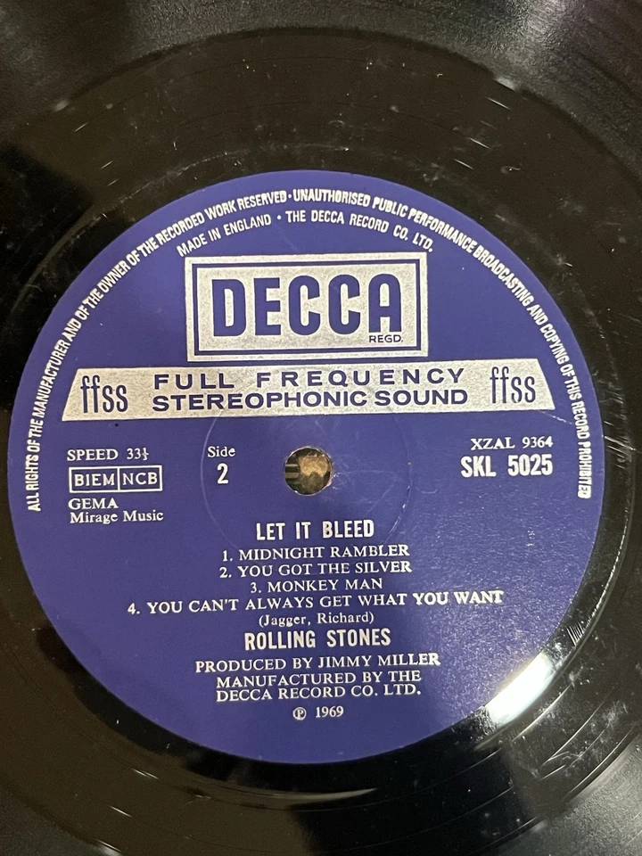 The Rolling Stones Let It Bleed Vinyl LP 1969 ABKCO black and blue Classic Rock - Image 2 of 3