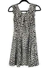 Express Sleeveless Dress Size 0 White Black Animal Print Back Lace Knee Length