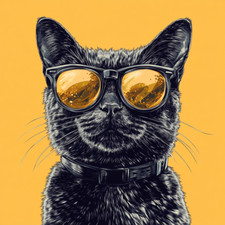 Wall Decal Sticker Cat with Sunglasses Wall Sticker 18X18cm Large