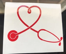 JDM DECALS STICKERS STETHOSCOPE, NURSE, RN HEART SEVERAL COLORS AVAILABLE