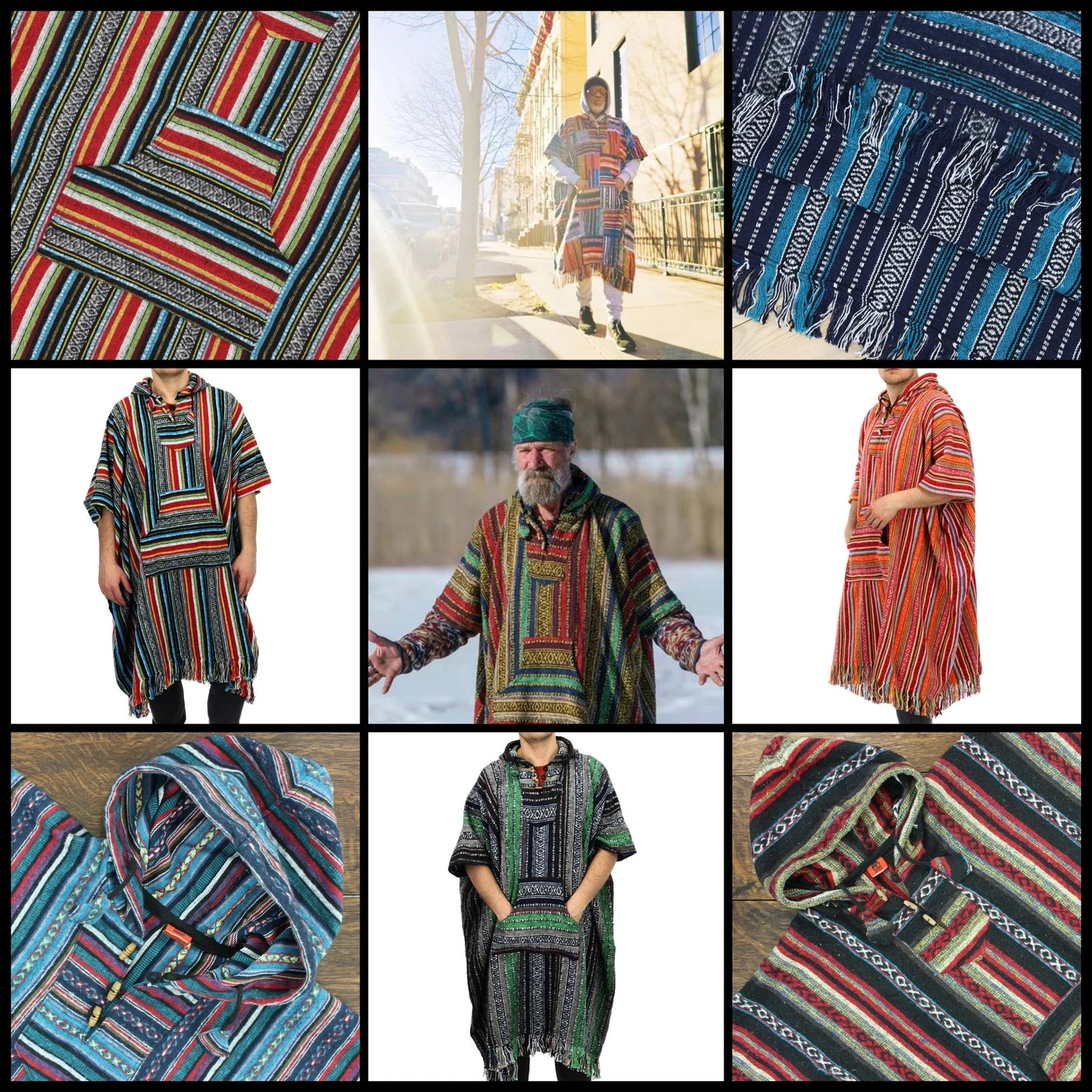Poncho Hooded Robe Cold Dip Gheri Cotton Warm Woven Unisex Long Nepal
Opens in a new window or tab