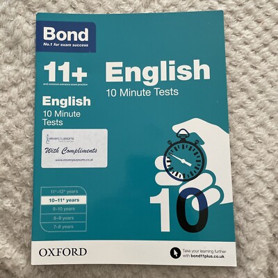 Bond 11+English: 10 Minute Tests: 10-11+ years