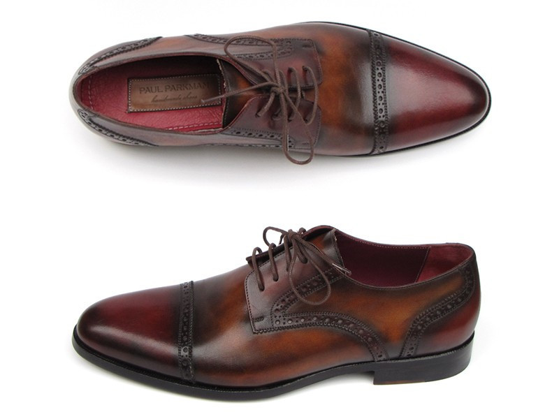 SAOLA Scarpe derby Paul Parkman uomo bordeaux tabacco tomaia in pelle e suola in pelle