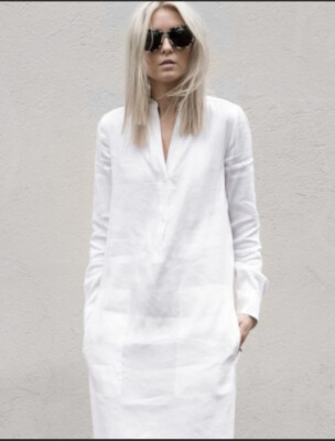 Vince Dresses | Vince Women's Linen Dress White Size 6 New With Tags | Color: White | Size: 6 | Terry_Grewal's Closet