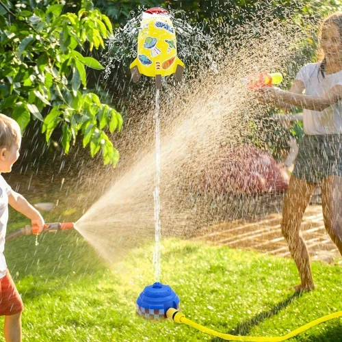 For Kids Outdoor Water Pressure Lift Sprinkler Rocket Launcher Air Rocket Toys - Picture 11 of 15