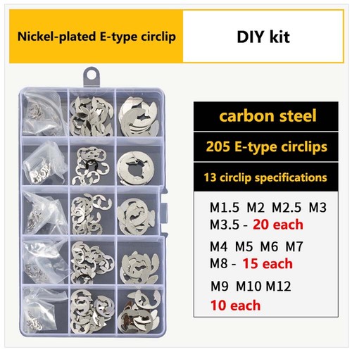 Set Circlip Circlip Esterni Set Assortimento Anello a Scatto Contenitore Clip Cerchio - Foto 14 di 17