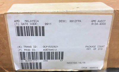 N80C188-16 /TR  AMD 16-Bit Microcontroller (Brand New, Unopened Box)