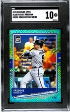 2020 Donruss Optic #168 Freddie Freeman GREEN DRAGON PRIZM /84 SGC 10 GEM MINT