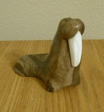 Vintage Hand-Carved Marble Walrus Figurine