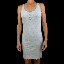 Ambiance Women's Grey Sleeveless Button Ruffle Dress Size Medium