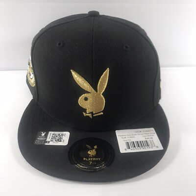 Playboy Hat Cap Gold Rush Script Fitted 7 1/4 Bunny 1953