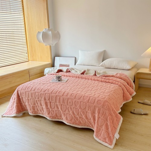 Soft Pink Blanket 150x200cm Throw Rug Plush Sherpa Cashmere Fleece Bedding Warm - Picture 2 of 7