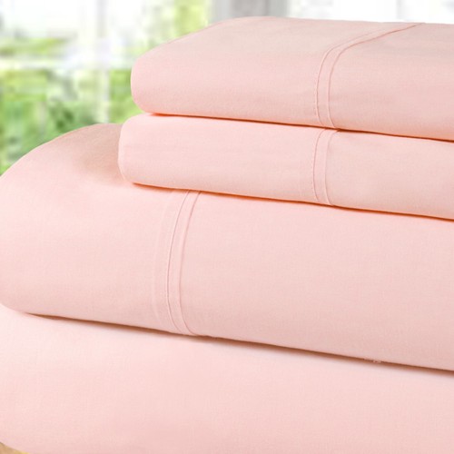 100% Cotton Percale 300 Thread Count Solid Deep Pocket Bed Sheet Set - Picture 14 of 73
