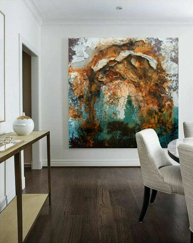 XXL LEINWAND BILD BIS 100x100x5 ABSTRAKT ROST BRAUN GRÜN WANDBILD NATUR GEMÄLDE - Bild 2 von 3