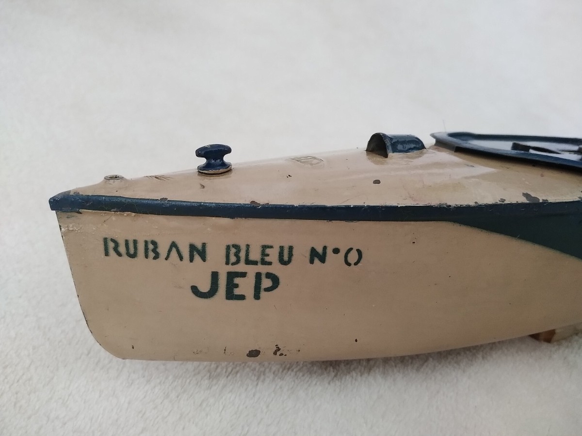 Canot Mécanique Ruban Bleu N°0 JEP – Jouet Bassin Tôle, France 1938