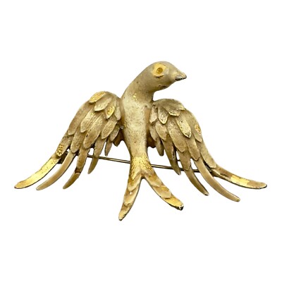 Vintage ZENTALL Swallow Bird in Flight Gold Tone Pin Brooch
