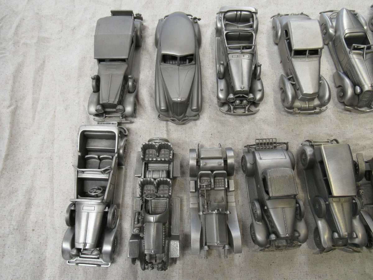 Lot Of 14 Danbury Mint Pewter Scale Cars