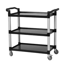 Heavy Duty Plastic Service Utility Cart with Wheel 3-Tier Mobile Industrial Cart