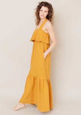 chinese dress ladies ARYA Safari Linen Midi Dress, in Beige Small main image 0