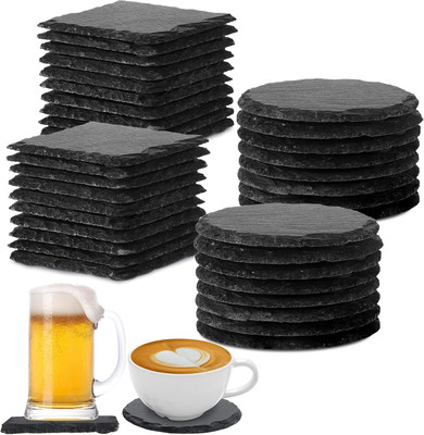 72 Pcs Slate Coasters Bulk 4 X 4 Inch 36 Square Black Coasters 36 round Drink Co