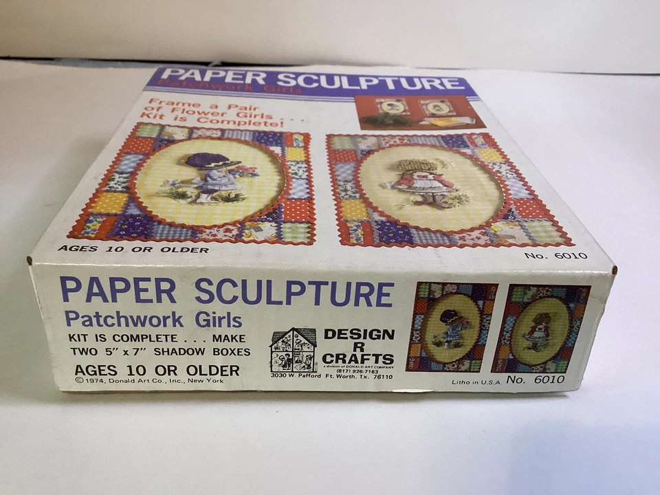 Kit de retazos de escultura de papel Holly Hobbie 1974 vintage para niñas para 2 cajas de sombra Foto 3 de 4