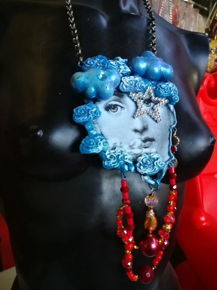 Joyería Art Deco Nouveau Liberty Collar Lujo Cristal Perlas Strass Colgante Foto 3 de 4