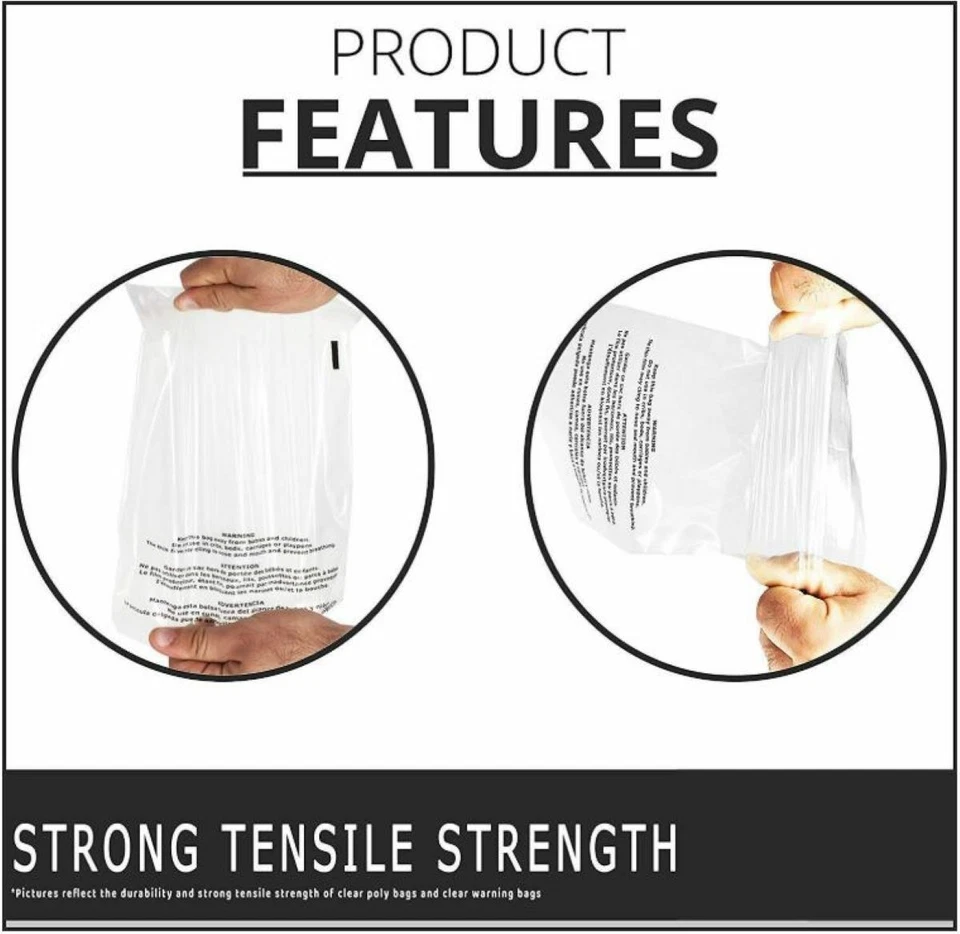 Bolsas de polietileno de advertencia de asfixia resellables para elegir tamaño y cantidad Amazon FBA Foto 2 de 4