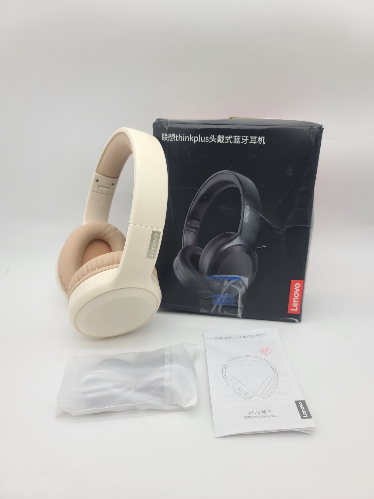 Lenovo Thinkplus TH30 Sports Music Wireless Headset, Beige, Opened Box.