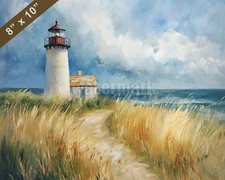 Cape Cod lighthouse oil painting 8x10 Print