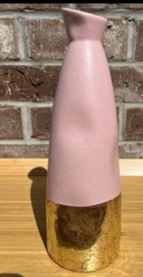 Pier 1 pink vase 10  With Gold Colored Bottom