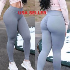 Womens High Waist Leggings Yoga Pants Push Up Ruched Sports Scrunch GYM 01 