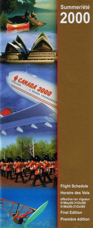 Canada 3000 Timetable  May 1, 2000 First Edition =