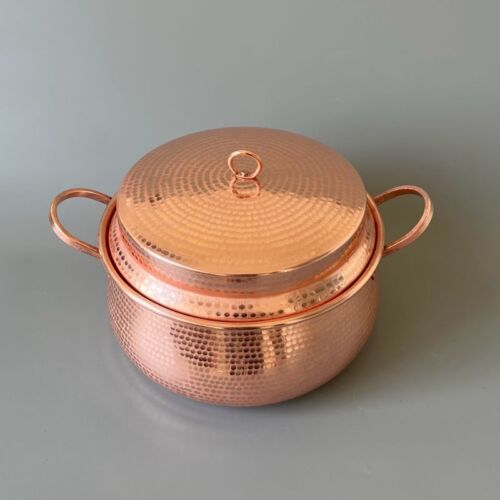 Cazuela de guiso de arroz para olla de cobre puro tapa gruesa hecha a mano gas/inducción de patata - Imagen 20 de 22