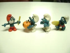 1981 Papa SMURF+ Pumpkin, Walking and Surf Board SMURFS Vinyl Toy Figures, Peyo