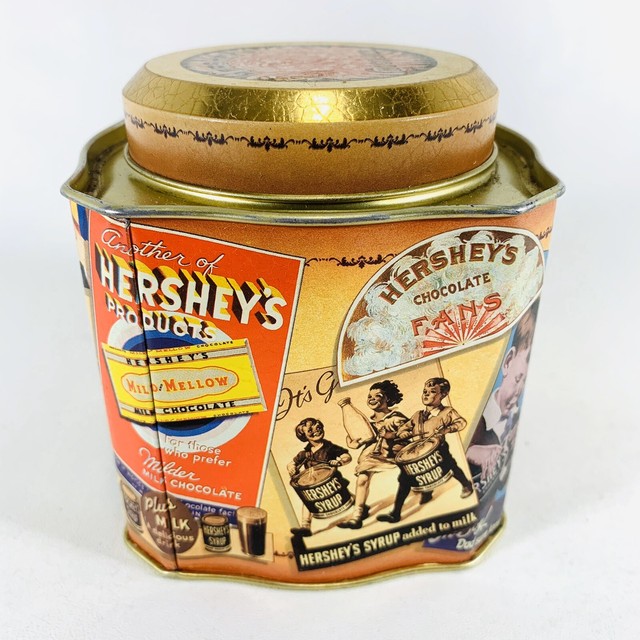 Hershey Chocolate 1920 Ads Montage Litho Metal Tin Can 1995 Vintage
