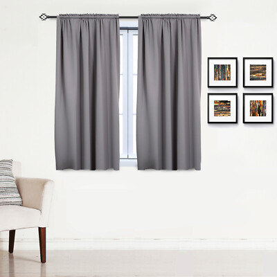 2er Gardine Thermo blickdicht Vorhang Kräuselband 135x175 Dunkelgrau VH5882dg-2