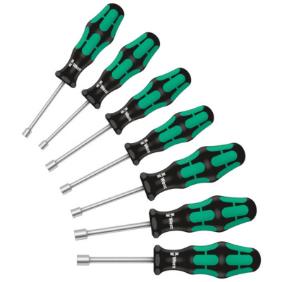 Wera 029510 7-teiliges Kraftform Plus 395HO/7 Hohlwellen-Muttern-Spinner-Set 5-13 mm