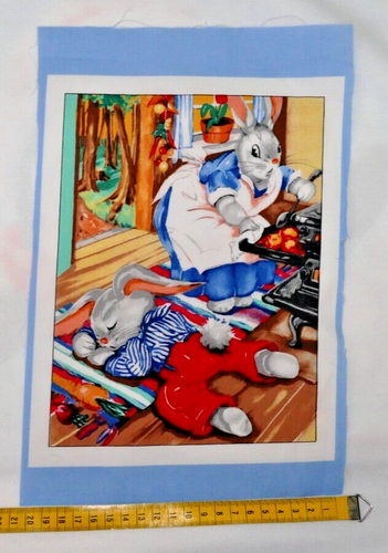Stoff Patchwork Panel - - Ostern - Hase roter Hose schlafend - Bild 2 von 2