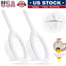 2× Ultra-Fine Nylon Mesh Strainer Soy Milk Coffee Juice 100 Mesh Filter Spoon US