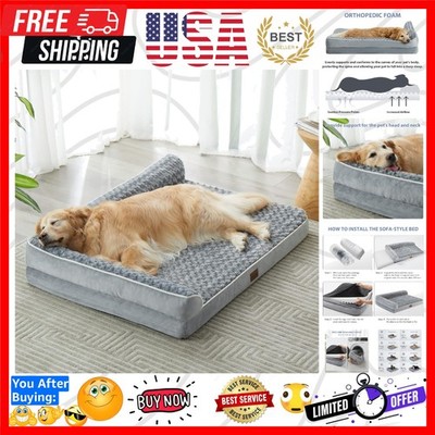 Orthopedic Dog Beds for Large Dogs-Waterproof Sofa Dog Bed with Removable Was...