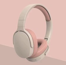 Wireless Over-Ear Headphones-Salmon-Cushioned Comfort, Built-In Control-Foldable