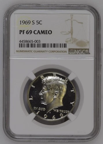 1969 S Silver Clad Kennedy Half Dollar 50c Proof Coin NGC Certified PF69 Cameo