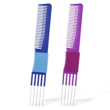 2PCS Teasing Comb with Metal Pick Hair Styling Combs for Women Men