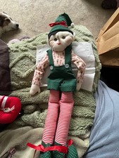 Cute Fabric Whimsical Elf For Christmas Posable