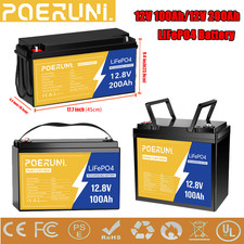 12V 100Ah 200Ah LiFePO4 Lithium Battery BMS Deep Cycle for Solar Panel RV Campe