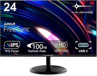 Minifire 24 Zoll FHD USB-C Bildschirm, Monitor - 100Hz,OD 5ms, Computer ,1080p