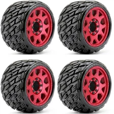 Powerhobby 1/8 SGT 3.8 Rockform Belted Mounted Tires Red (4) Low Profile