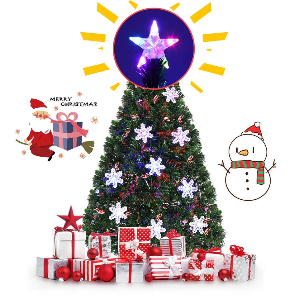 6-футовые предварительно освещенные разноцветные волоконно-оптические искусственные рождественские елки с - Изображение 3 из 4